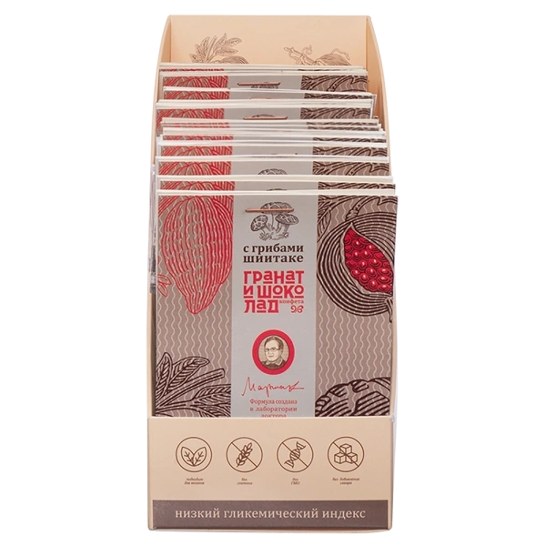 Конфеты ГРАНАТ и ШОКОЛАД с грибами шиитаке,12х15 гр.