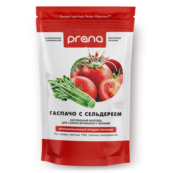 Коктейль PRANA food гаспачо с сельдереем, дойпак 450 гр.