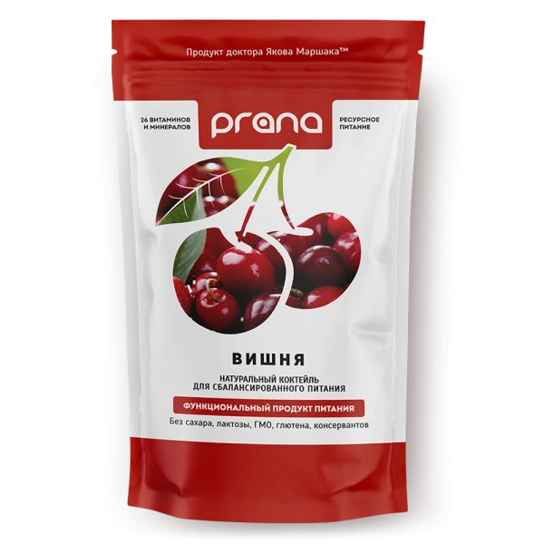 Коктейль PRANA food вишня, дойпак 450 гр.
