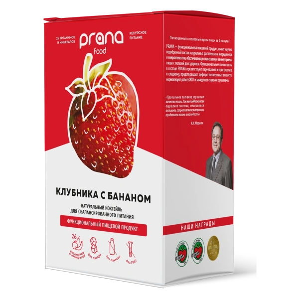 Набор 8 саше PRANA food с клубникой и бананом, 8х30 гр.